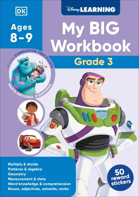 Big Sale Disney Learning Big Workbook Grade 3: Math & English Workbook for Kids Aged 8-9, Curriculum-Based